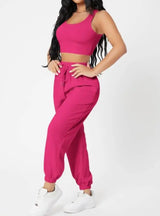 2 Pieces High Waisted Pants Set