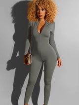 V Neck Bodycon Jumpsuit