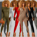 V Neck Bodycon Jumpsuit