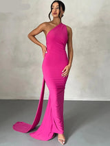 One Shoulder Backless Maxi Dress