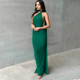 One Shoulder Backless Maxi Dress