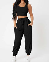 2 Pieces High Waisted Pants Set