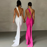 One Shoulder Backless Maxi Dress