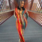 V-neck Stripe Tight Fit Dress