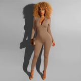 V Neck Bodycon Jumpsuit